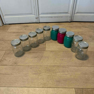 Lot of 10 Kerr Clear & Green Pint Mason Jars for Food Storage